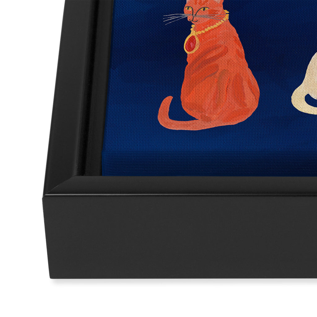 Cat Queens (Blue) Framed Canvas Print Gallery Image 3