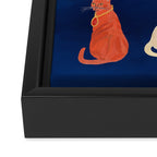 Cat Queens (Blue) Framed Canvas Print Gallery Image 3