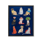 Cat Queens (Blue) Framed Canvas Print Gallery Image 8