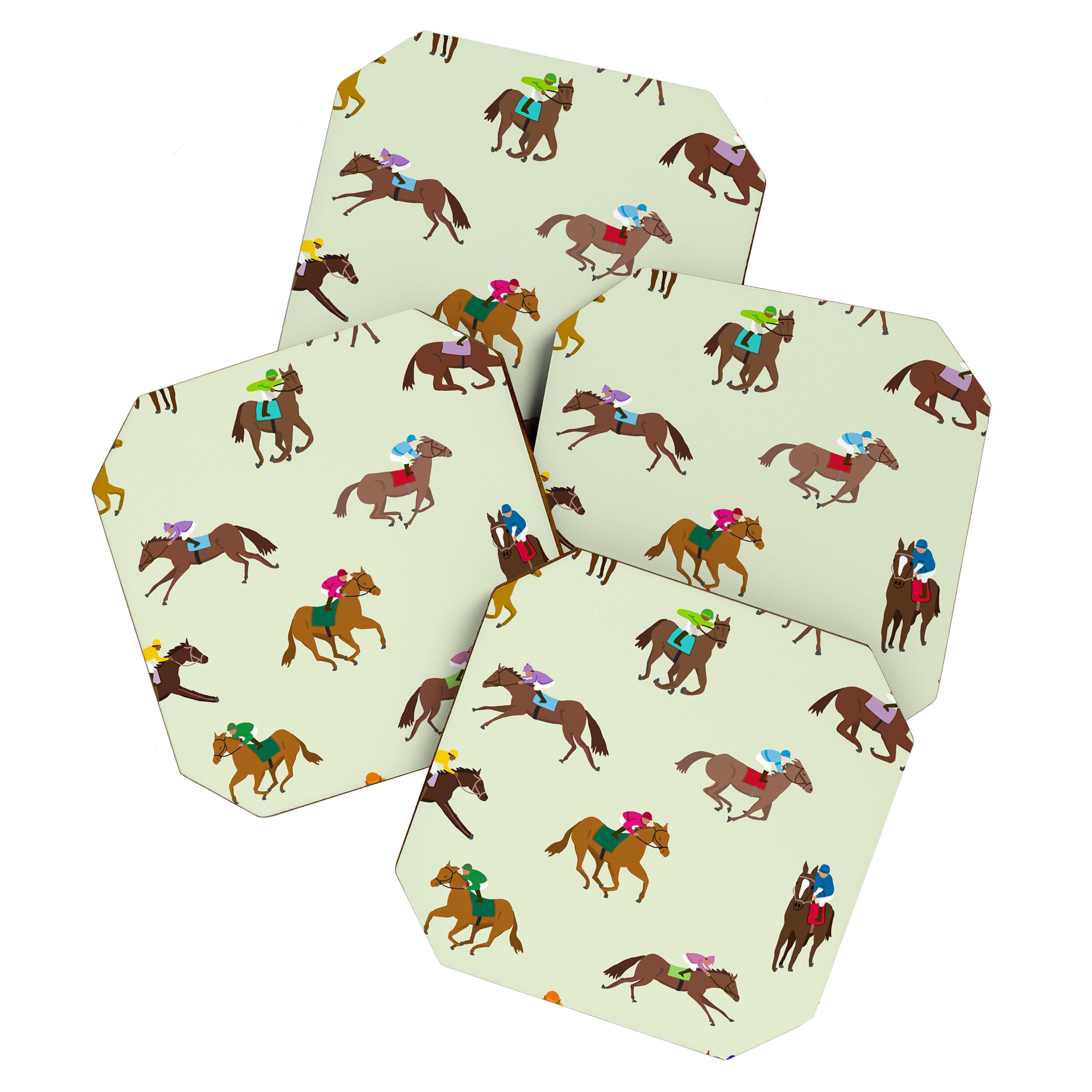 Off to the Horse Races (Mint) Coaster Gallery Image 1