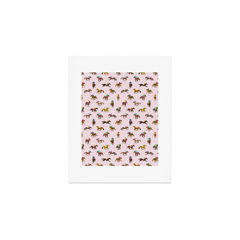 Off to the Horse Races (Pink) Art Print Gallery Image 1