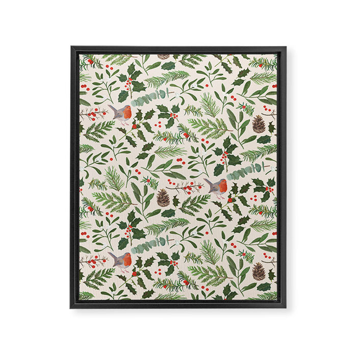 Robin in a Winter Garden Framed Canvas Print Gallery Image 1