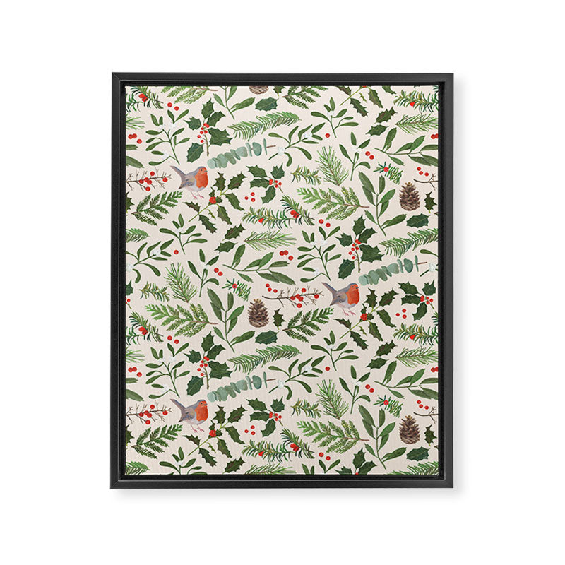 Robin in a Winter Garden Framed Canvas Print Gallery Image 6