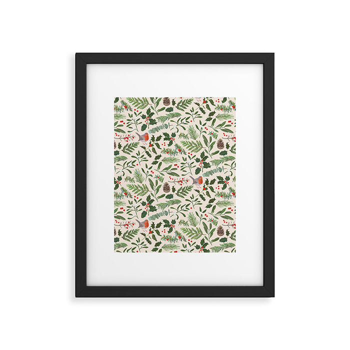 Robin in a Winter Garden Framed Art Print Gallery Image 1