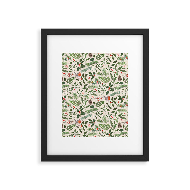 Robin in a Winter Garden Framed Art Print Gallery Image 5