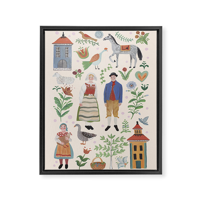 Swedish Folk Art Framed Canvas Print Gallery Image 1