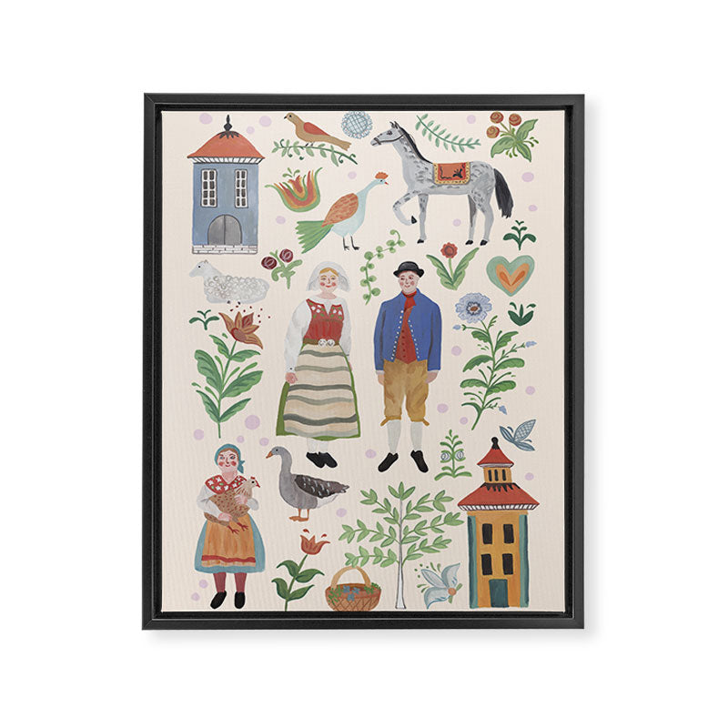 Swedish Folk Art Framed Canvas Print Gallery Image 6