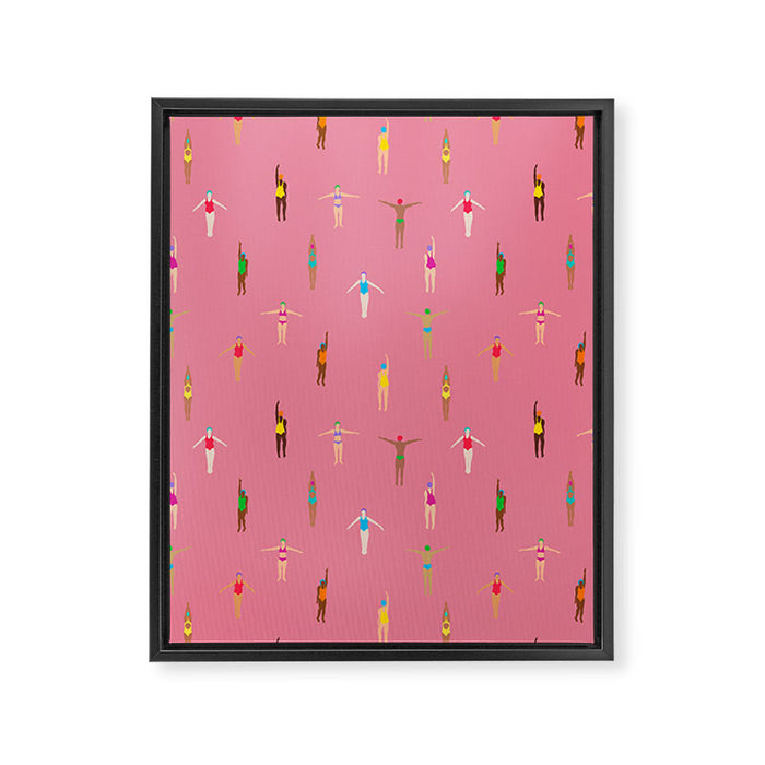 Swimmers in a Sea of Pink Framed Canvas Print Gallery Image 1