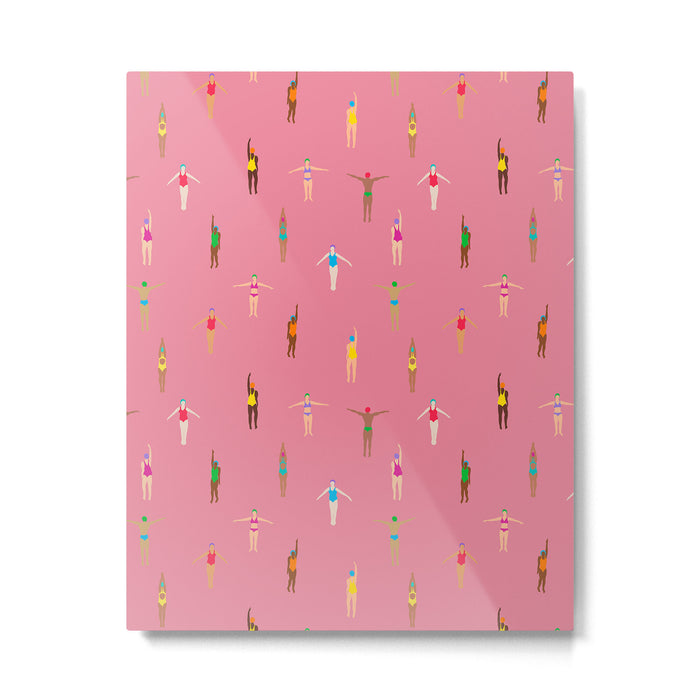 Swimmers in a Sea of Pink Metal Print Gallery Image 1