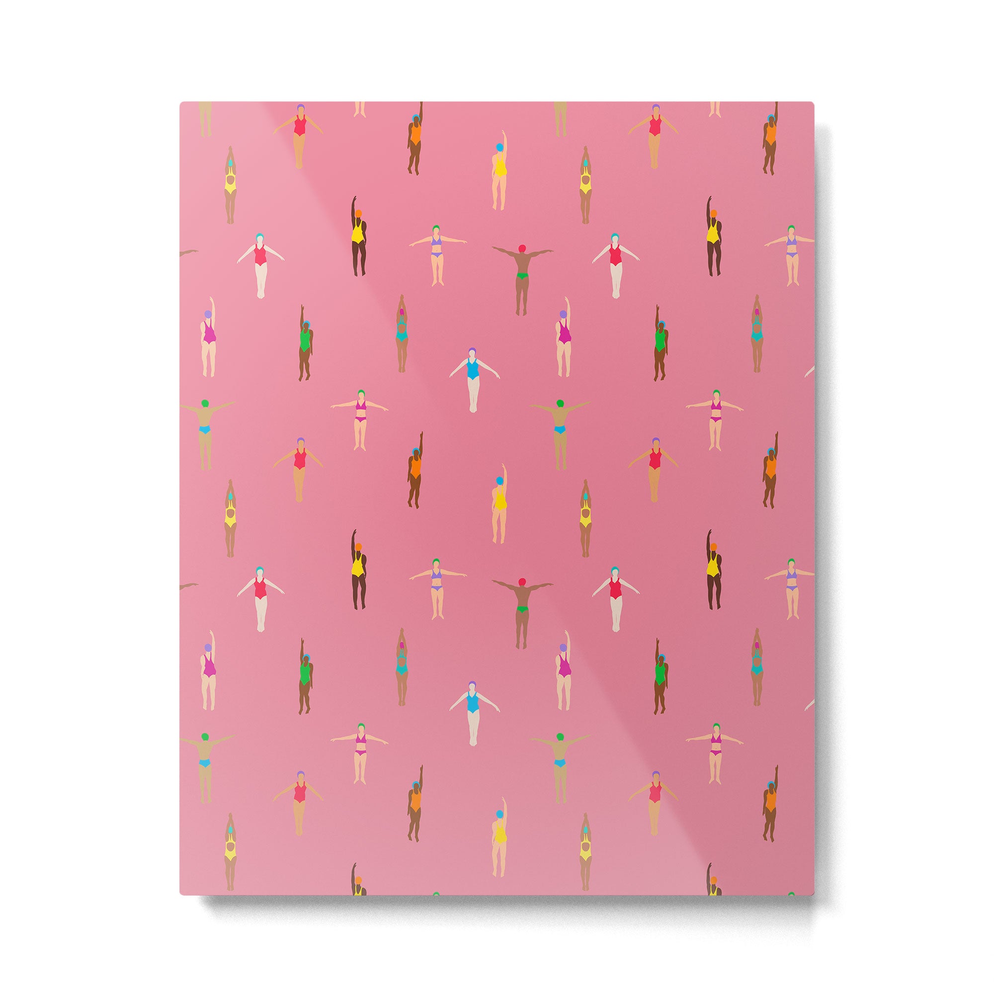 Swimmers in a Sea of Pink Metal Print Gallery Image 6
