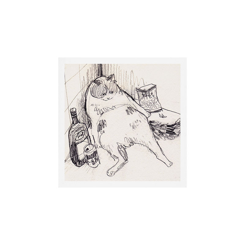 Drunk Cat Art Print Gallery Image 1
