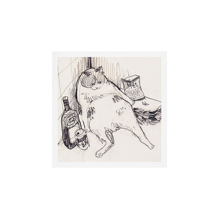 Drunk Cat Art Print Gallery Image 1