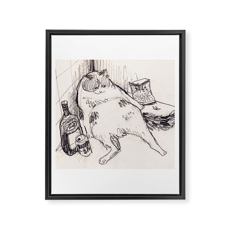 Drunk Cat Framed Canvas Print Gallery Image 8