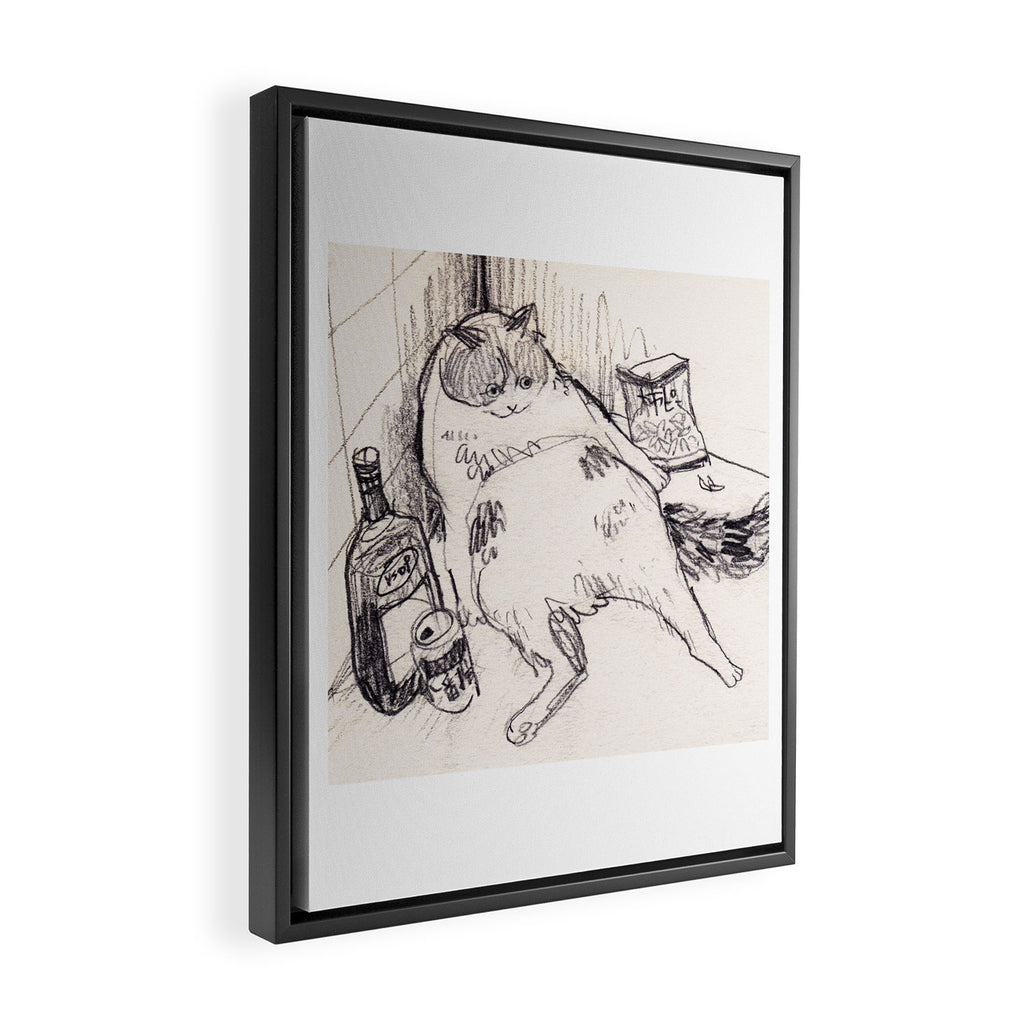 Drunk Cat Framed Canvas Print Gallery Image 2