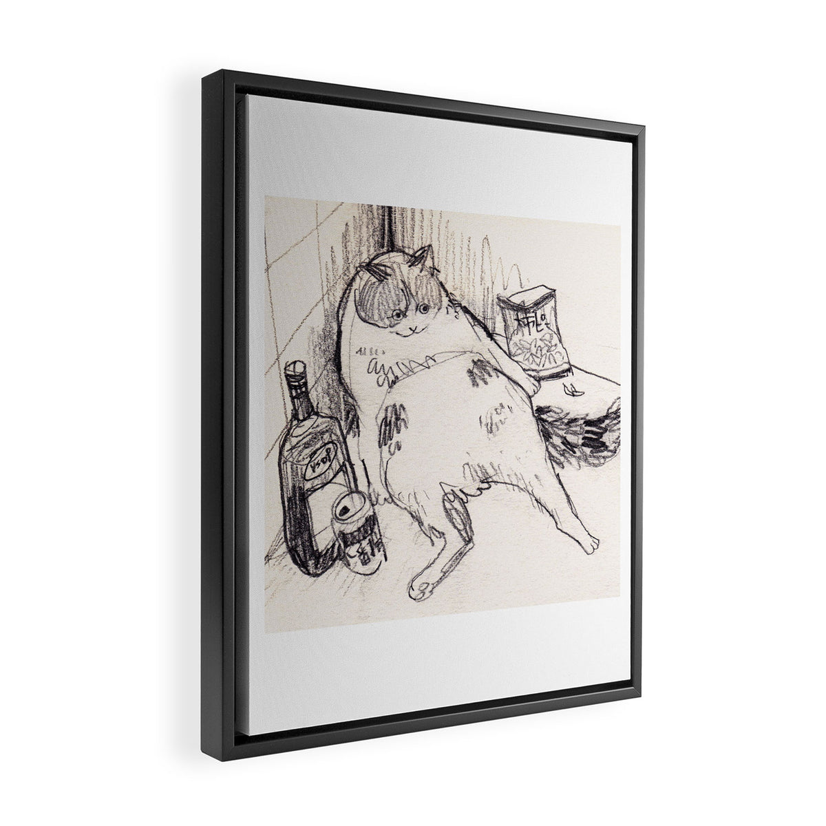Drunk Cat Framed Canvas Print Gallery Image 2