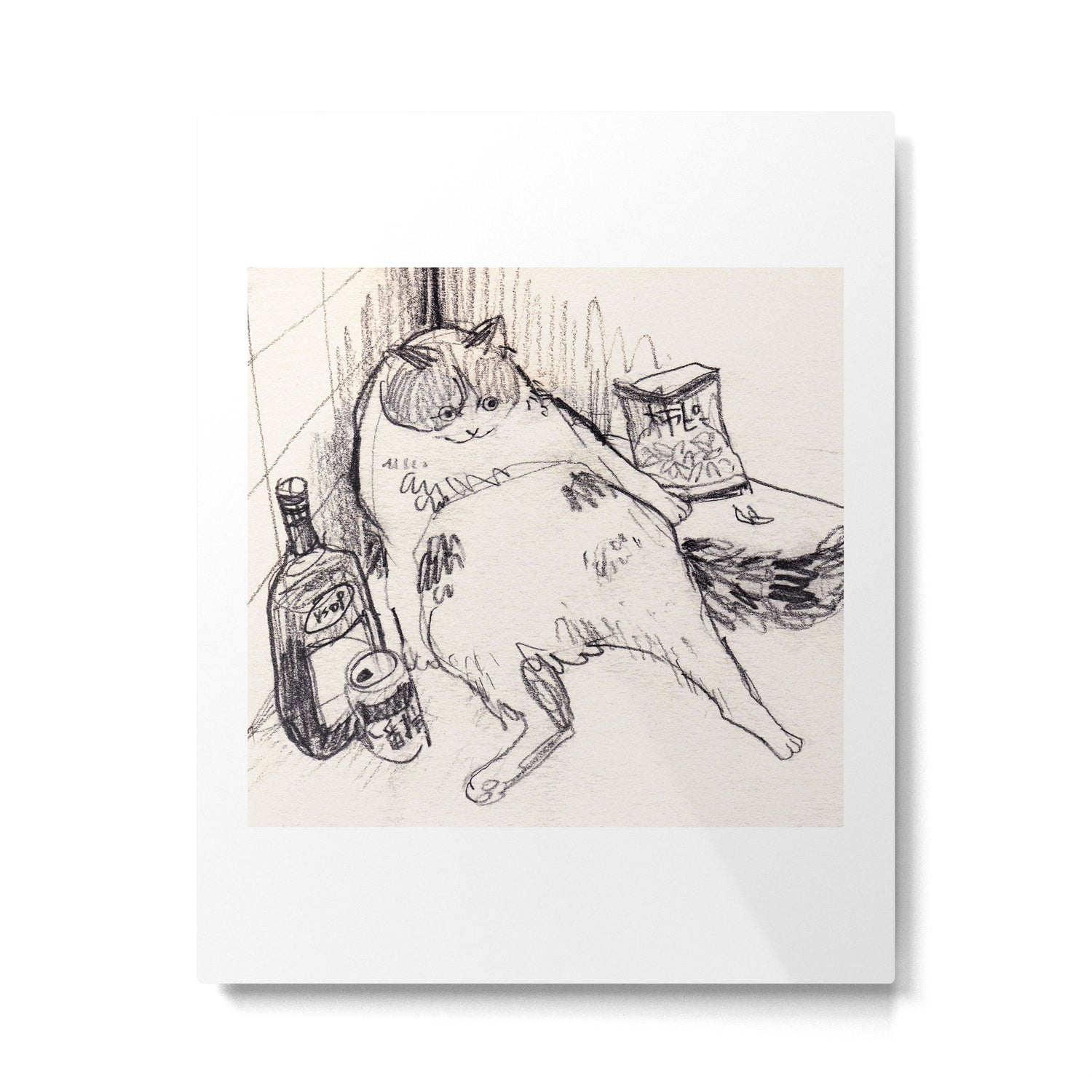 Drunk Cat Metal Print Gallery Image 6
