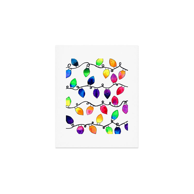 Colorful Christmas Holiday Light Bulbs Art Print Gallery Image 1