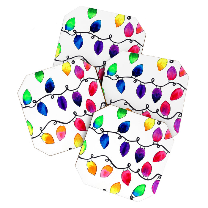 Colorful Christmas Holiday Light Bulbs Coaster Gallery Image 1