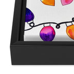 Colorful Christmas Holiday Light Bulbs Framed Canvas Print Gallery Image 3