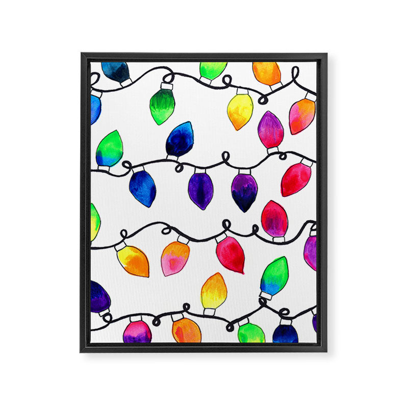 Colorful Christmas Holiday Light Bulbs Framed Canvas Print Gallery Image 6