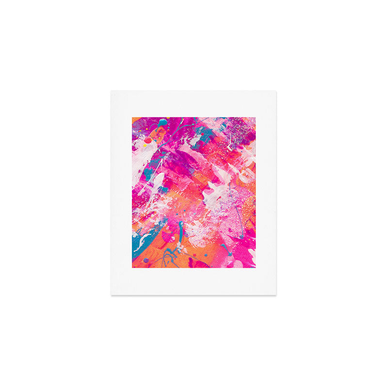 Vibrant Colorful Abstract Splatter Painting with Glitter Art Print Gallery Image 1