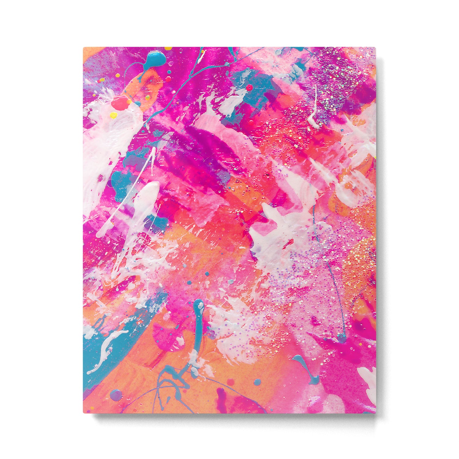 Vibrant Colorful Abstract Splatter Painting with Glitter Metal Print Gallery Image 6