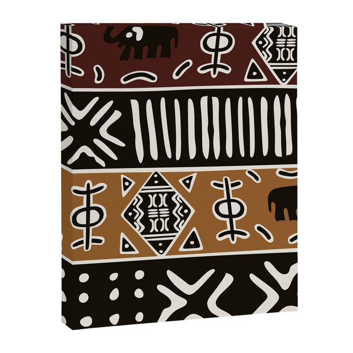 African mud cloth with elephants Canvas Print Gallery Image 1