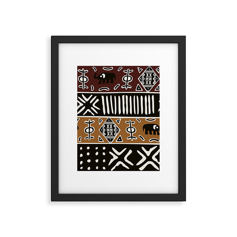 African mud cloth with elephants Framed Art Print Gallery Image 5
