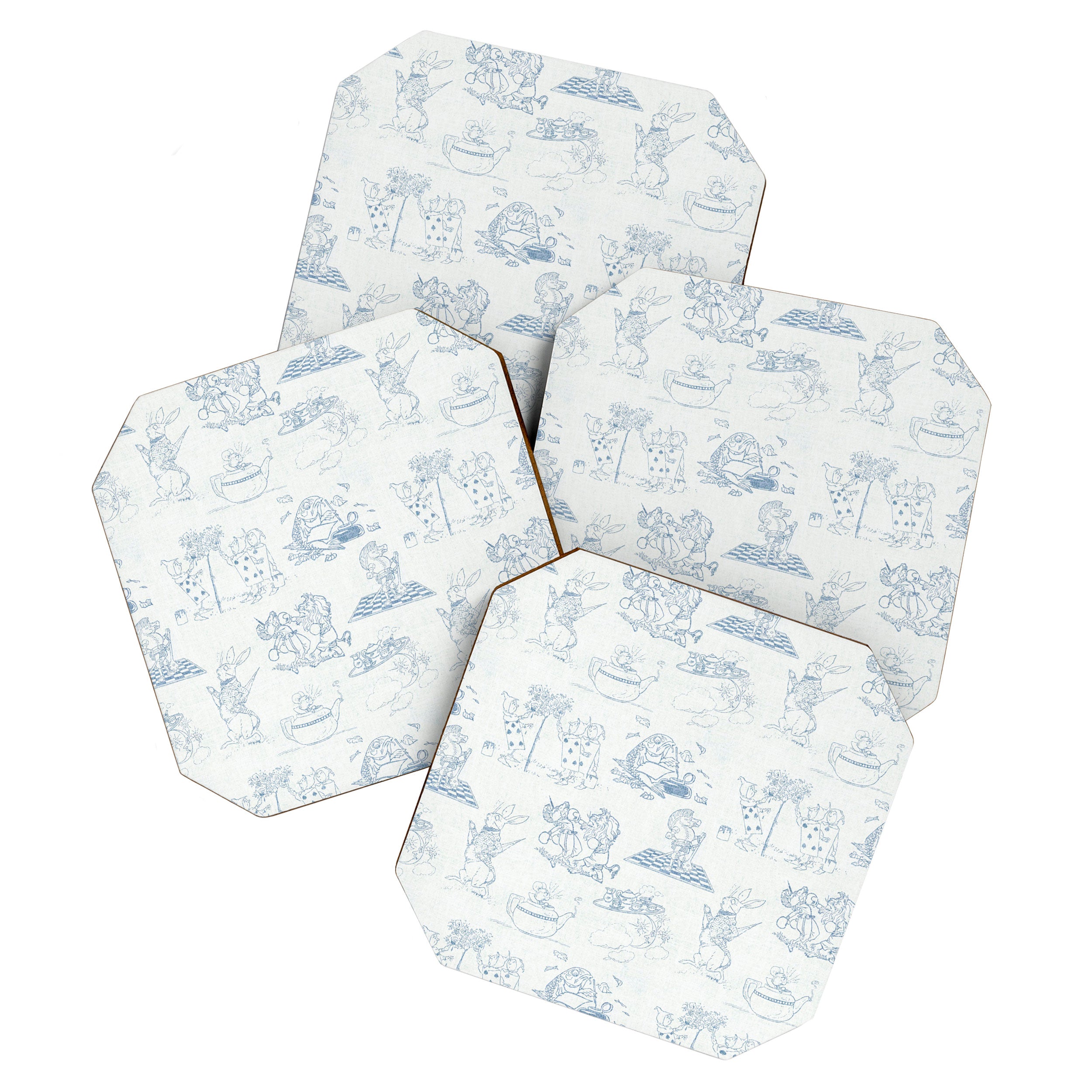 Alice in Wonderland Toile Blue Coaster Gallery Image 1