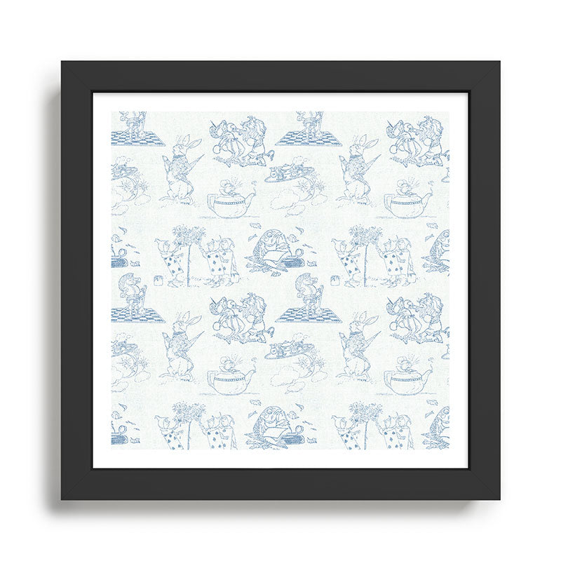 Alice in Wonderland Toile Blue Framed Art Print Gallery Image 1