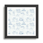 Alice in Wonderland Toile Blue Framed Art Print Gallery Image 1