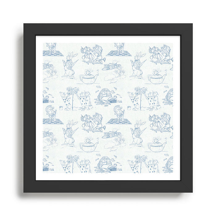 Alice in Wonderland Toile Blue Framed Art Print Gallery Image 1