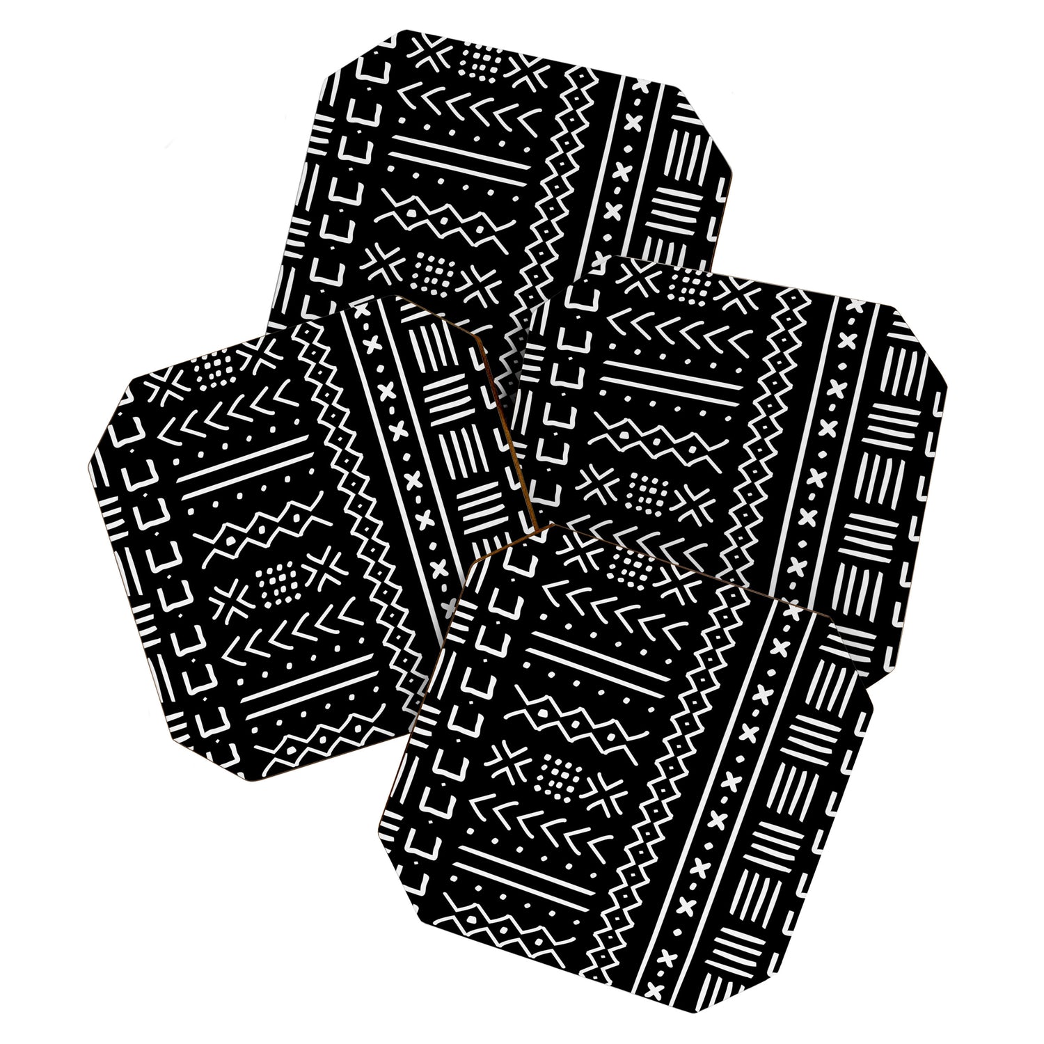Black hand drawn mudcloth Coaster Gallery Image 1
