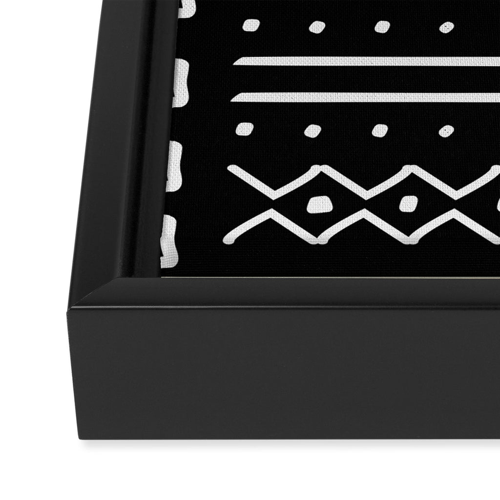 Black hand drawn mudcloth Framed Canvas Print Gallery Image 3