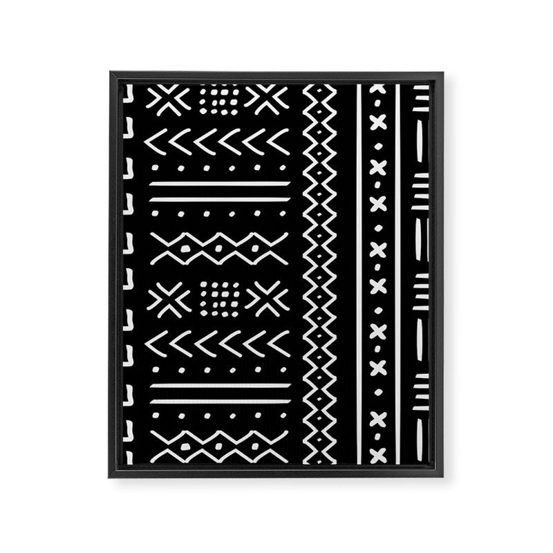Black hand drawn mudcloth Framed Canvas Print Gallery Image 8