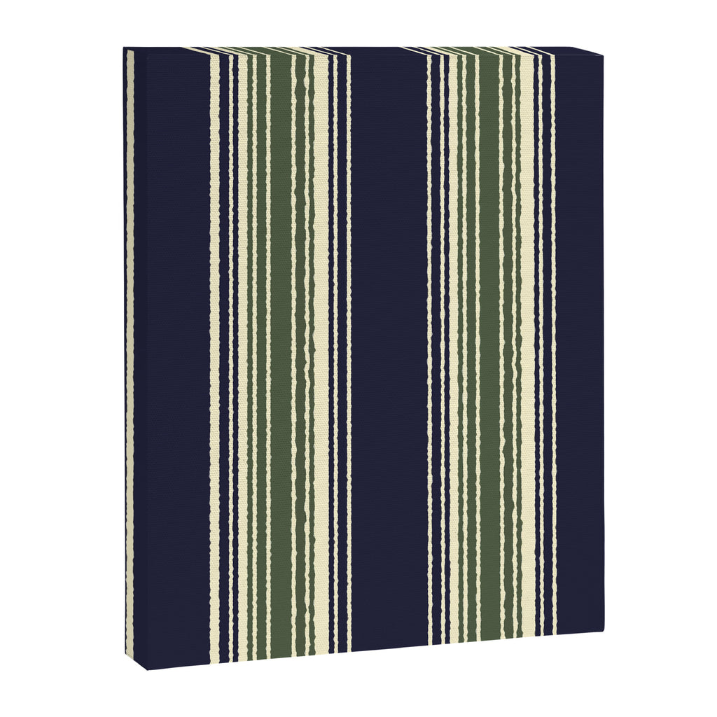 Navy blue and sage green stripes Canvas Print Gallery Image 8