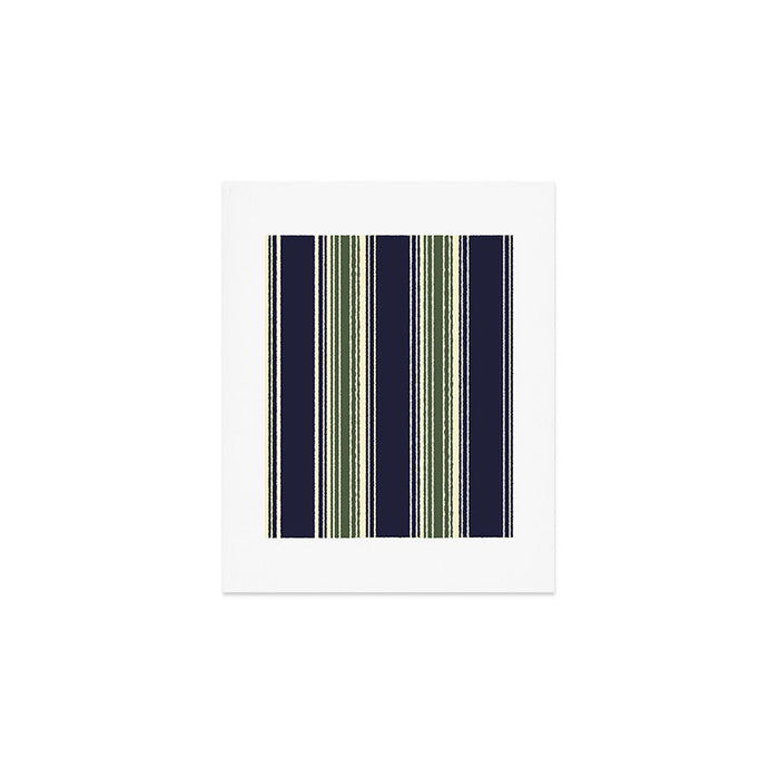 Navy blue and sage green stripes Art Print Gallery Image 1