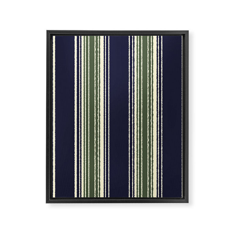 Navy blue and sage green stripes Framed Canvas Print Gallery Image 8