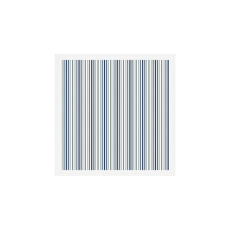 Navy Blue and Sage Green Thin Stripes Art Print Gallery Image 1