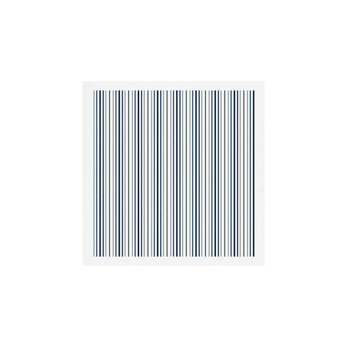 Navy Blue and Sage Green Thin Stripes Art Print Gallery Image 1