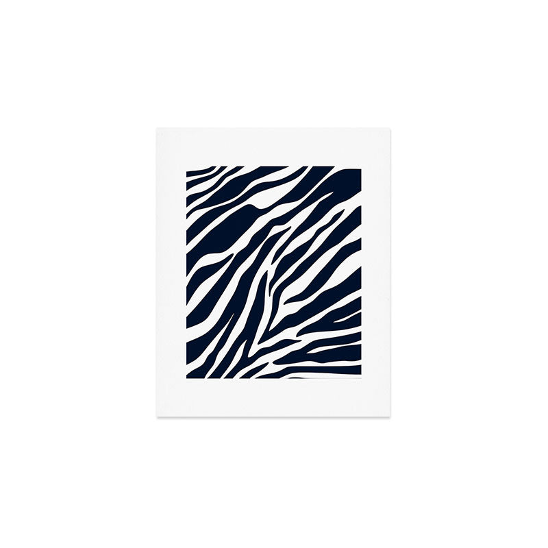 Navy blue zebra print Art Print Gallery Image 1