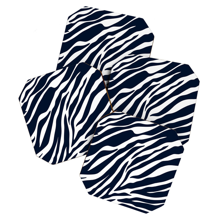 Navy blue zebra print Coaster Gallery Image 1
