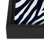 Navy blue zebra print Framed Canvas Print Gallery Image 3