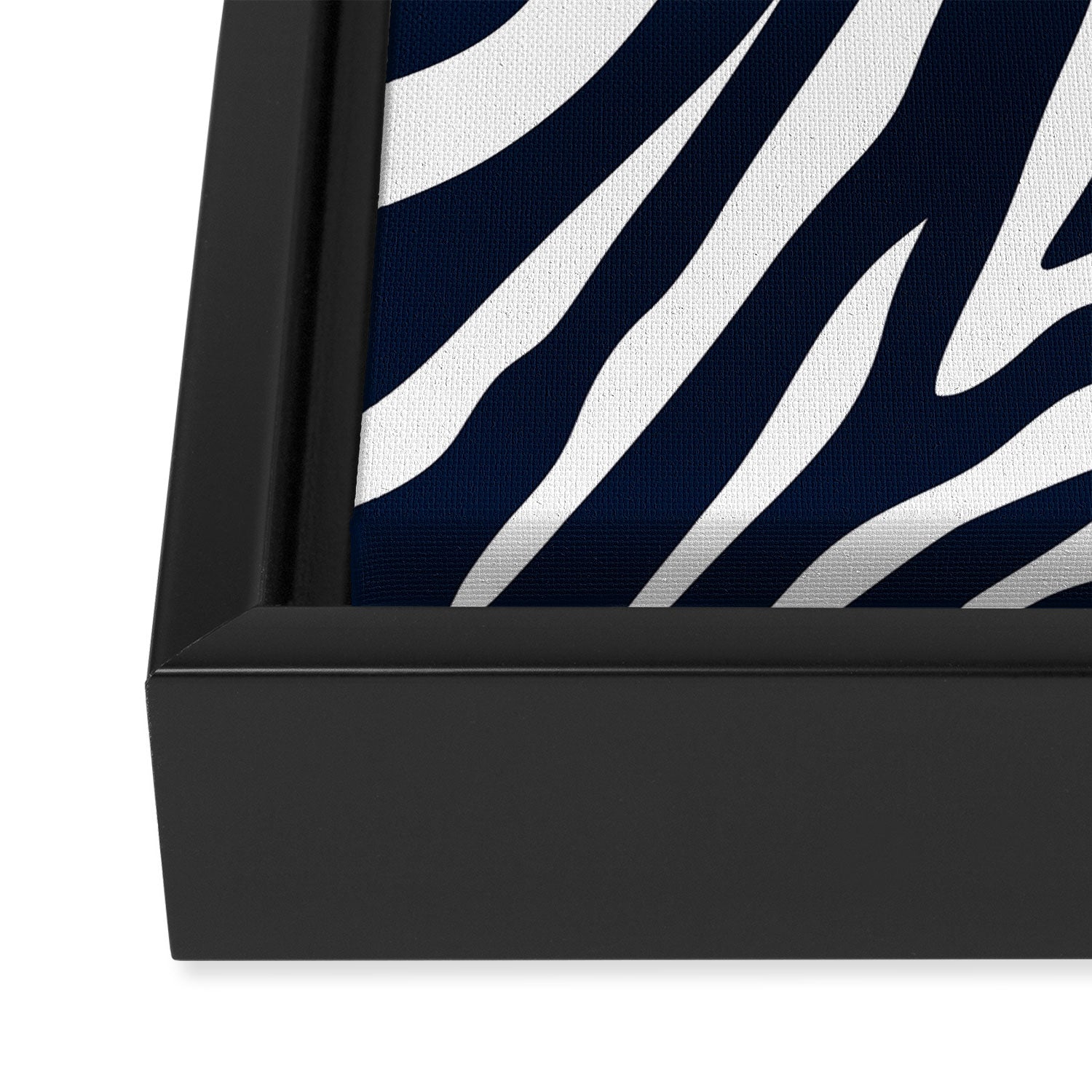 Navy blue zebra print Framed Canvas Print Gallery Image 3