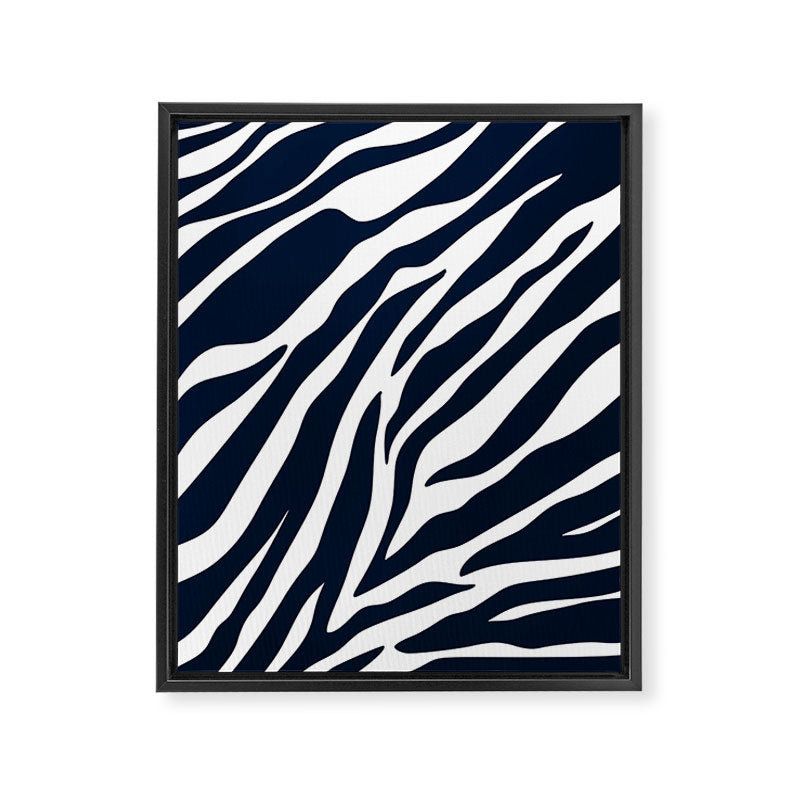 Navy blue zebra print Framed Canvas Print Gallery Image 8