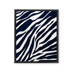 Navy blue zebra print Framed Canvas Print Gallery Image 8