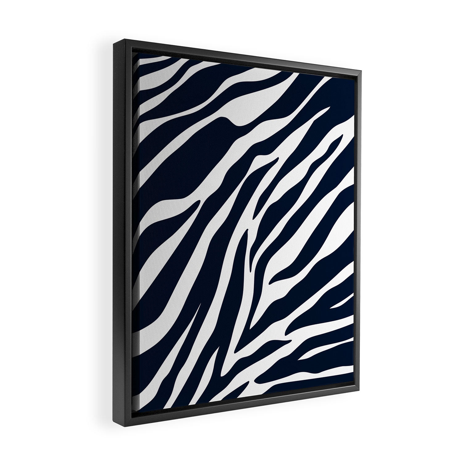 Navy blue zebra print Framed Canvas Print Gallery Image 2
