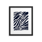 Navy blue zebra print Framed Art Print Gallery Image 6
