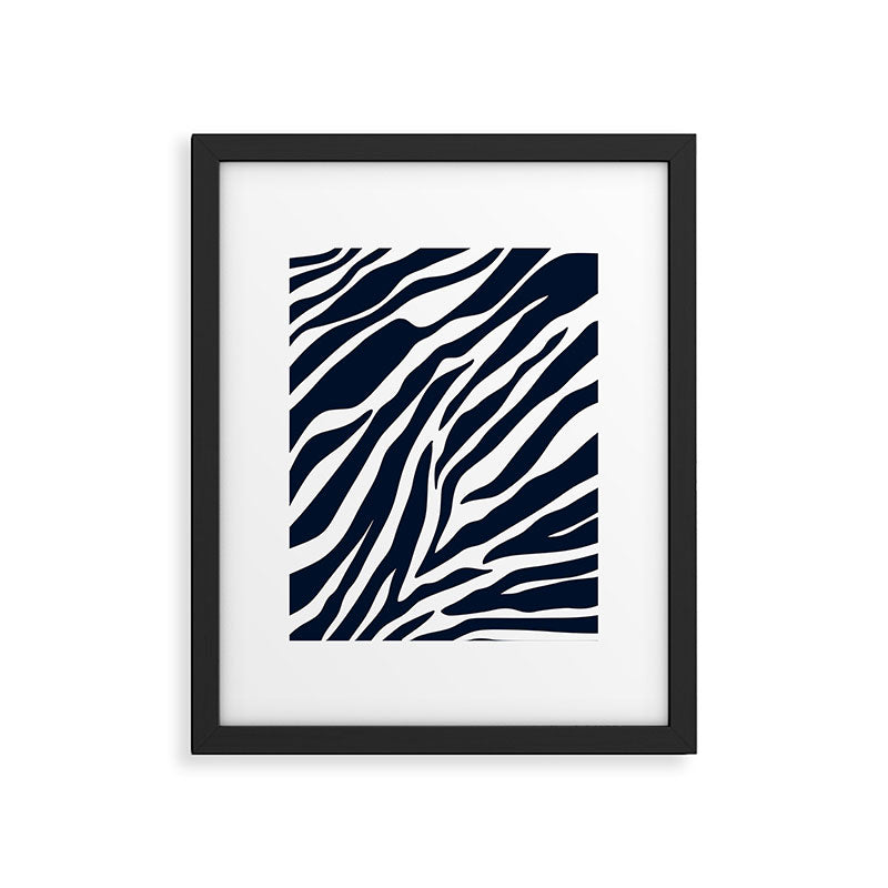 Navy blue zebra print Framed Art Print Gallery Image 6