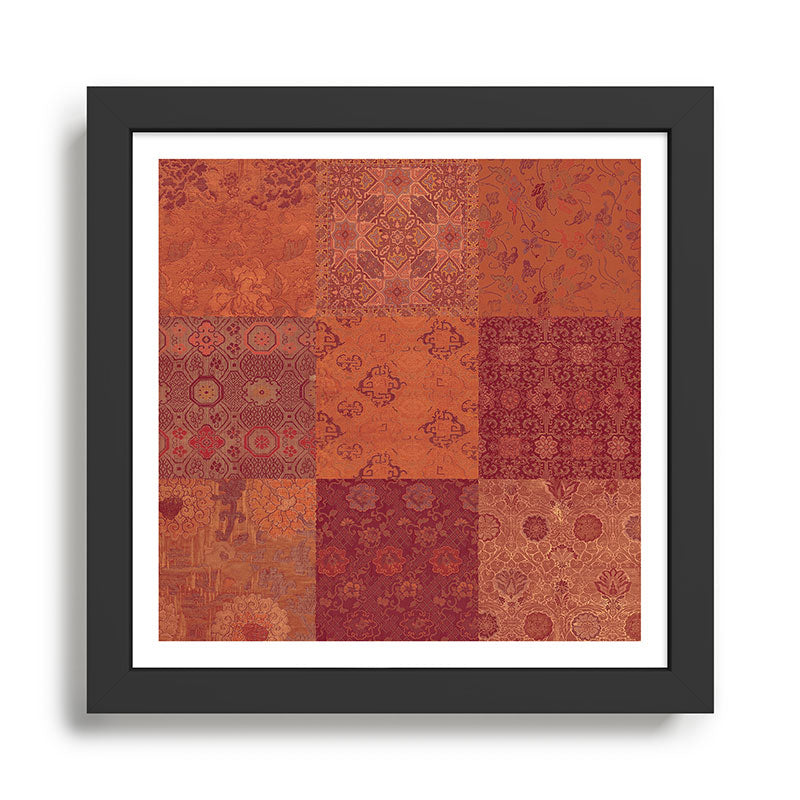 Vintage Bohemian Quilt in Burnt Orange Framed Art Print Gallery Image 1
